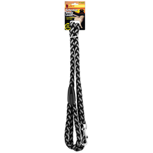 BRDED RFLCT DG LEASH BLK 5/8x6